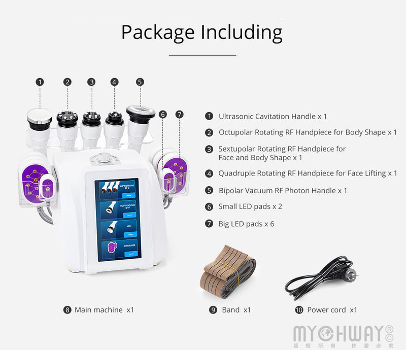 6-In-1 360° Rotary RF Ultrasonic Cavitation Vacuum Weight Loss Slimming Machine