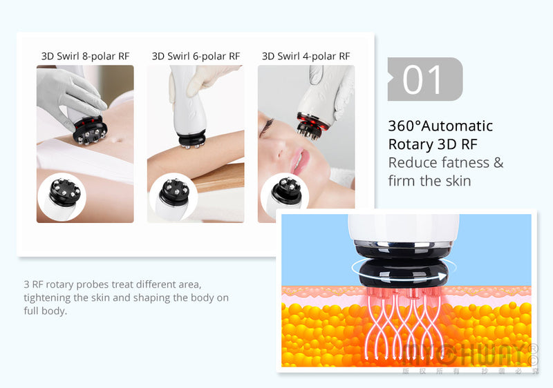 3D Rotating RF 40K Cavitation Vacuum Cold Photon Microcurrent Slimming Machine