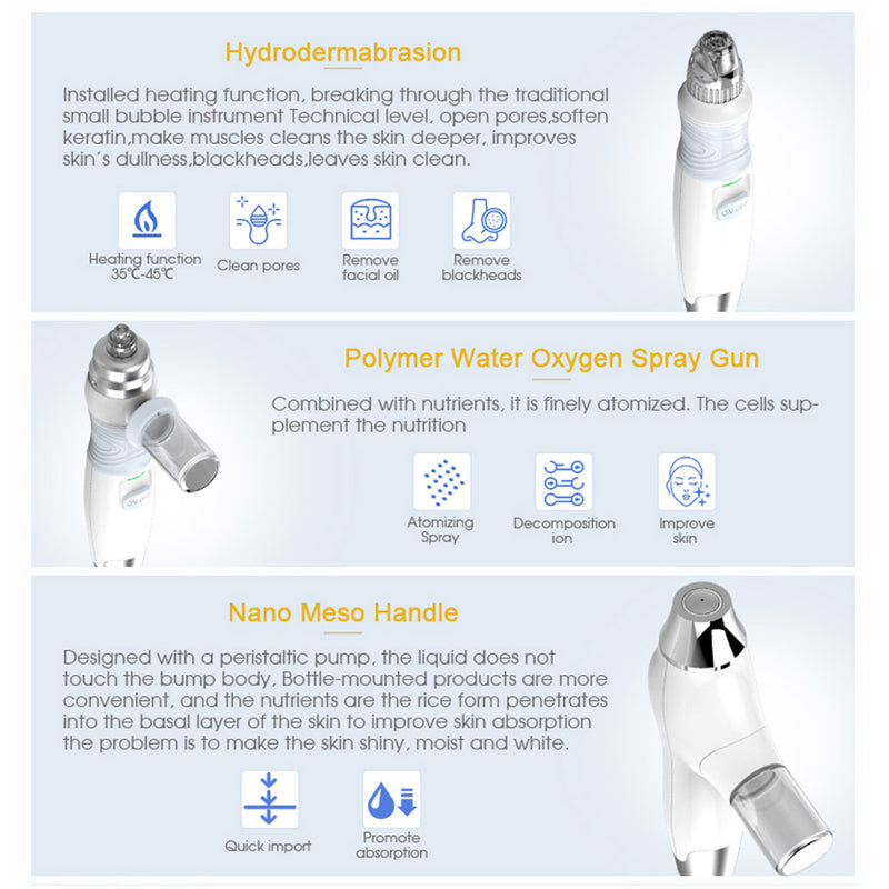 Newest H2 O2 Hydro Dermabrasion Heat Water Plasma Skin Nano Facial Machine