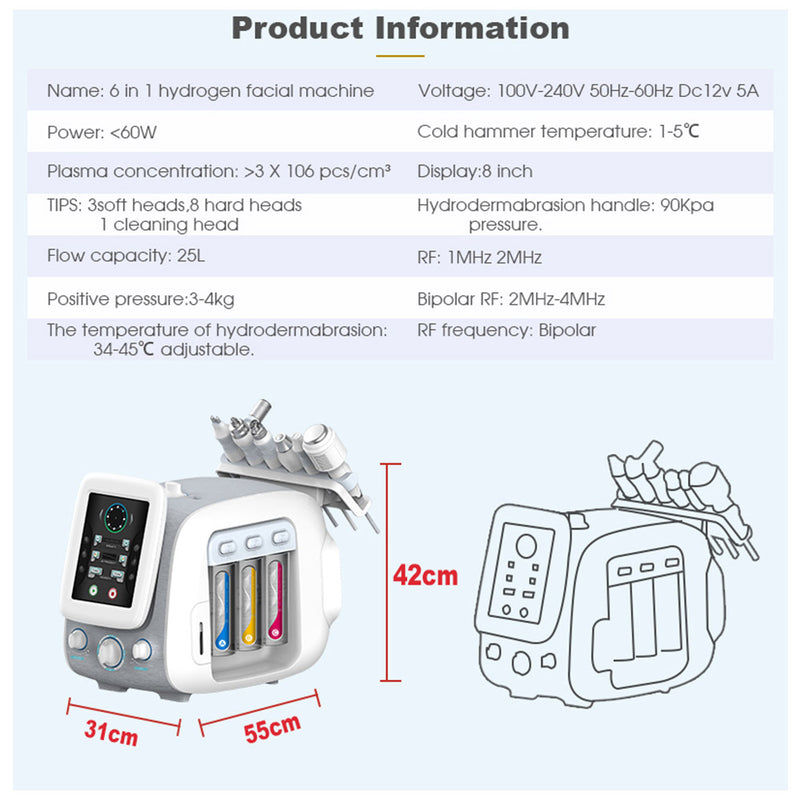 Newest H2 O2 Hydro Dermabrasion Heat Water Plasma Skin Nano Facial Machine