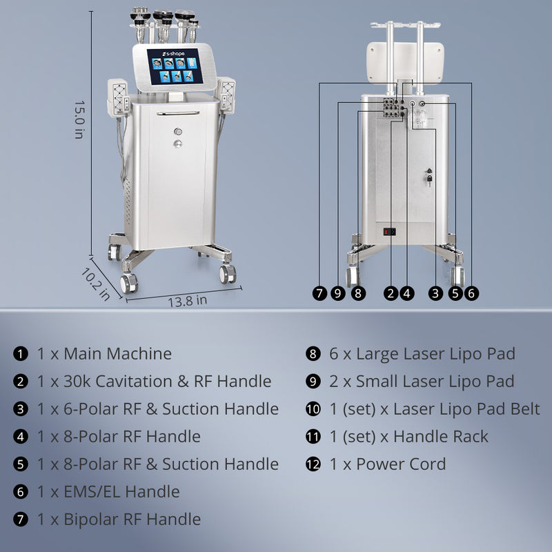 Stand 7-in-1 30K Cavitation Vaccum RF 160MW Lipo Laser Body Slimming Machine