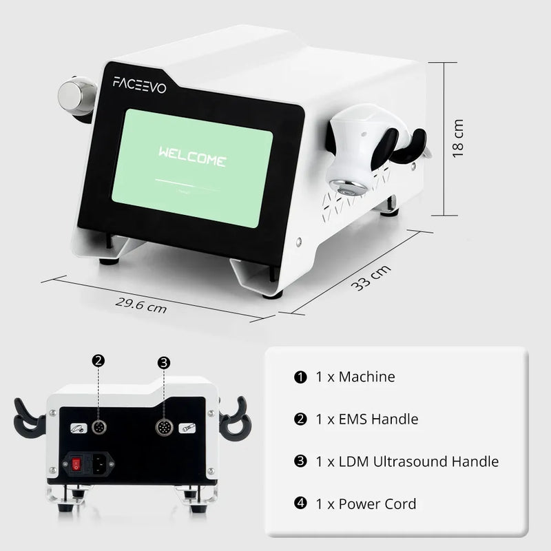 FaceEvo 3 & 10 MHz LDM Ultrasound EMS Facial Machine For Skin Rejuvenation